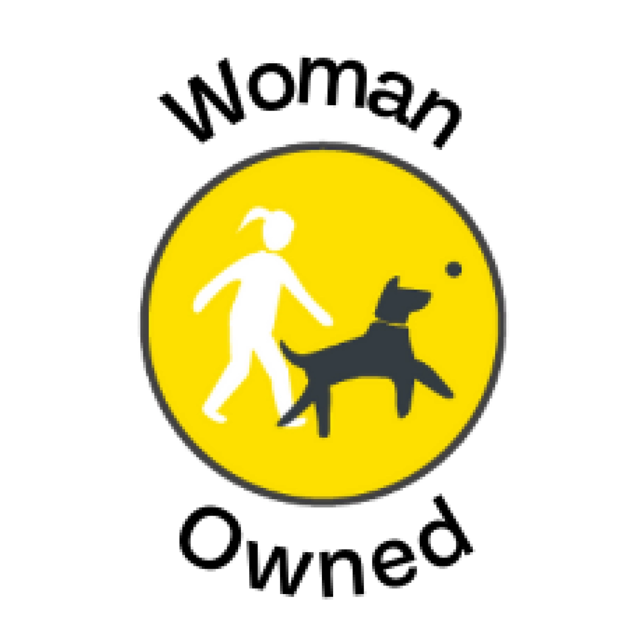 Woman Owned seal with a woman walking a dog